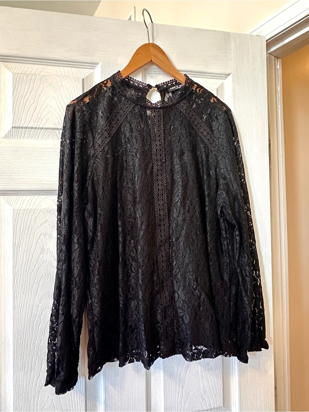 Cable & Gauge Black Lace Long-Sleeve Blouse